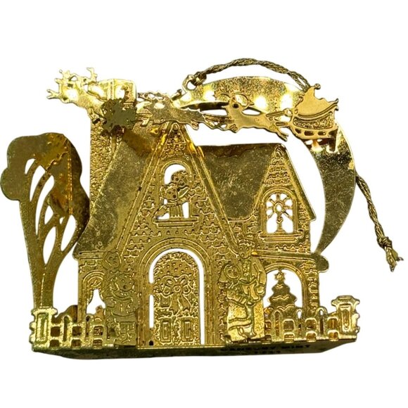 Danbury Mint 1991 Graceland Show Santas House Gold Ornament 3" Used READ - Picture 1 of 7
